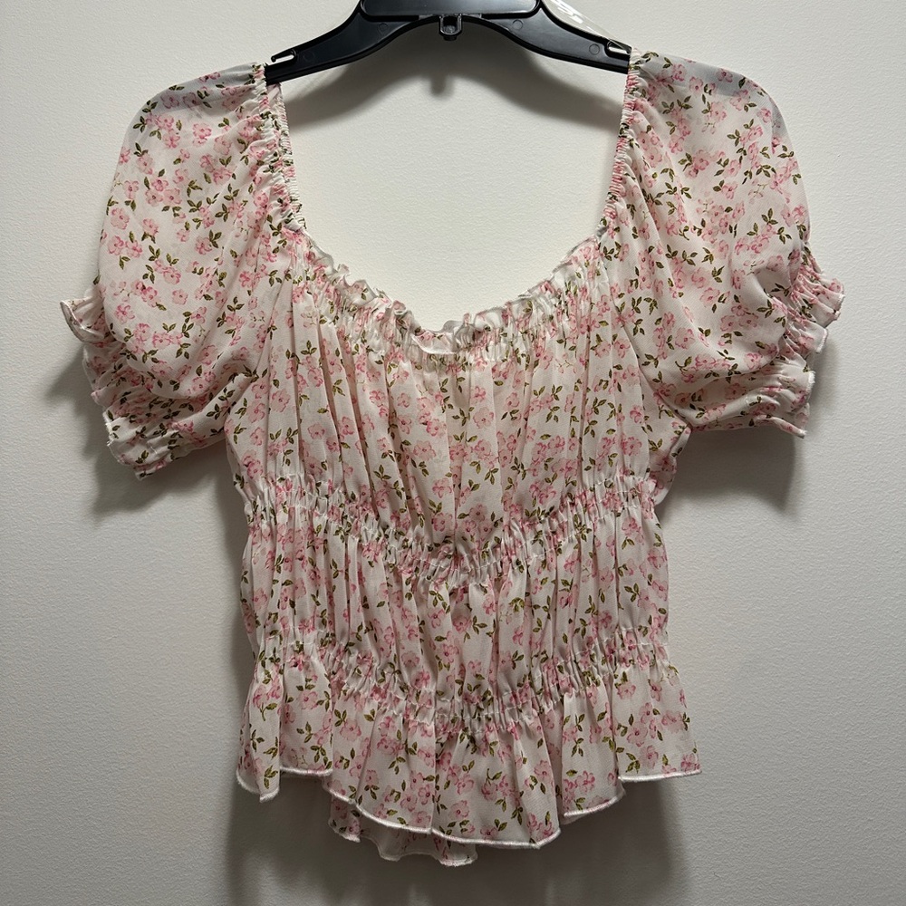 Floral square neck blouse